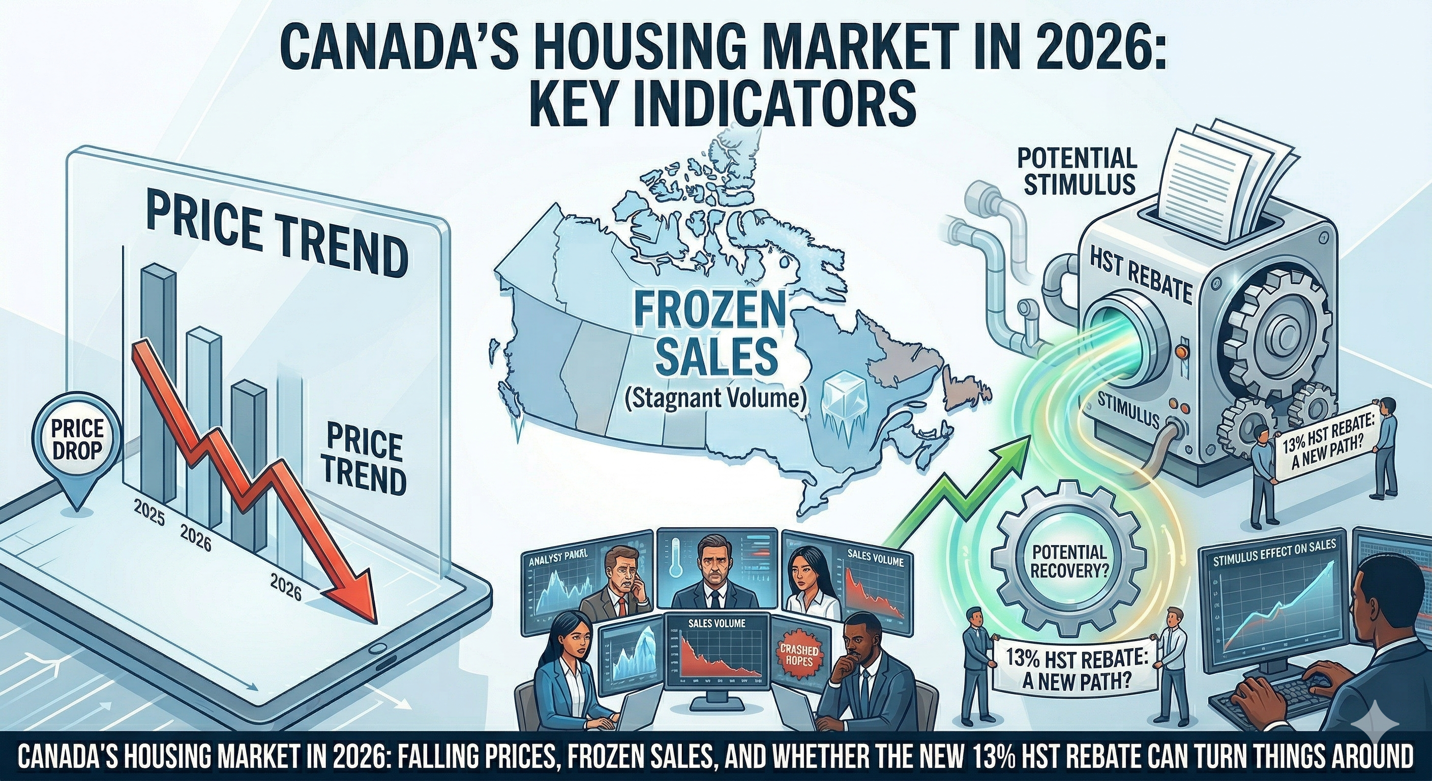 Canada's Housing Market in 2026: Falling Prices, Frozen Sales, and Whether the New 13% HST Rebate Can Turn Things Around